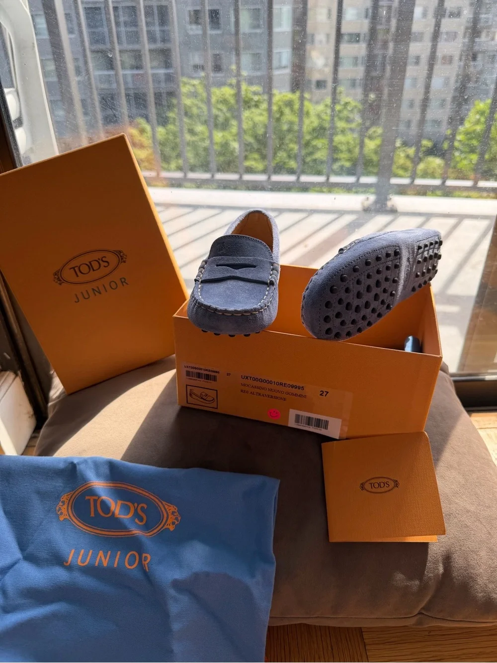 Tod's Junior Blue Suede Penny Loafers for Kids